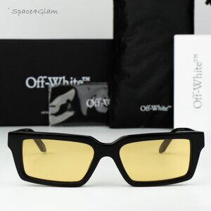Off-White Men Sunglasses Black Yellow Square OERI13A WARREN 1018 NEW AUTHENTIC